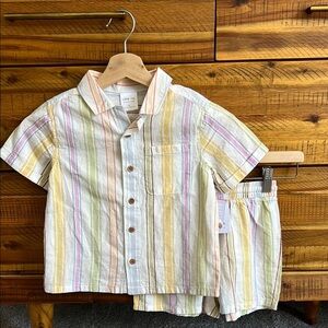 NWT Little Co. by Lauren Conrad Boys Striped Short Sleeve Shirt and Shorts Set